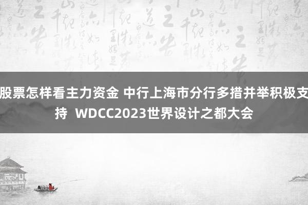 股票怎样看主力资金 中行上海市分行多措并举积极支持  WDCC2023世界设计之都大会