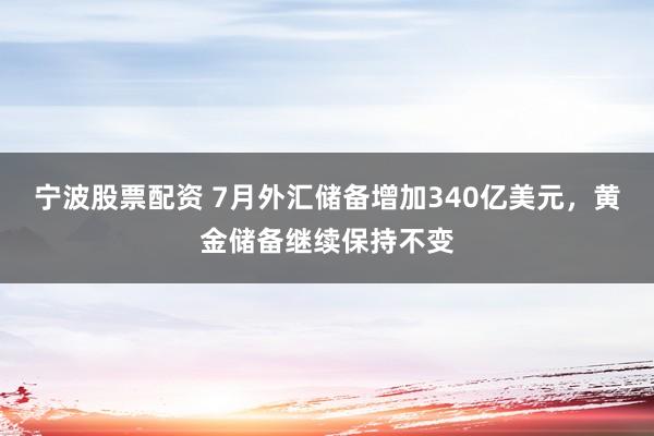 宁波股票配资 7月外汇储备增加340亿美元，黄金储备继续保持不变