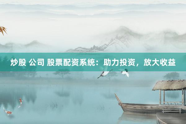 炒股 公司 股票配资系统：助力投资，放大收益